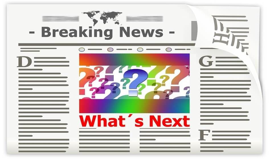 Halaman Depan Koran (Newspaper) Breaking News dan What's Next Hitam Putih Bola Dunia Tanda Tanya