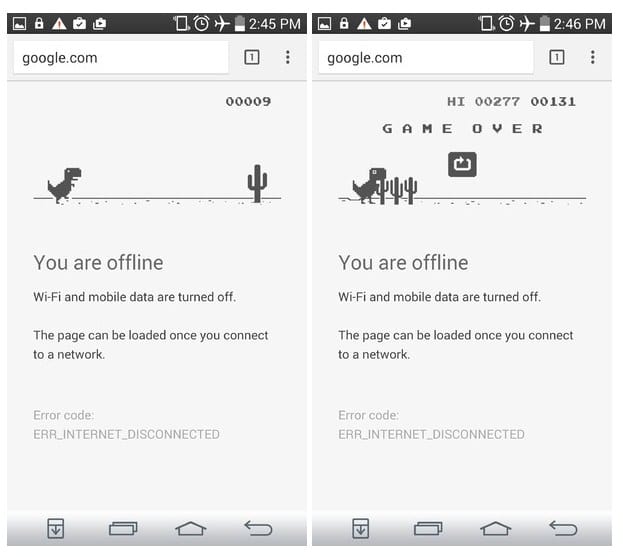 Game Dinosaurus offline di google chrome