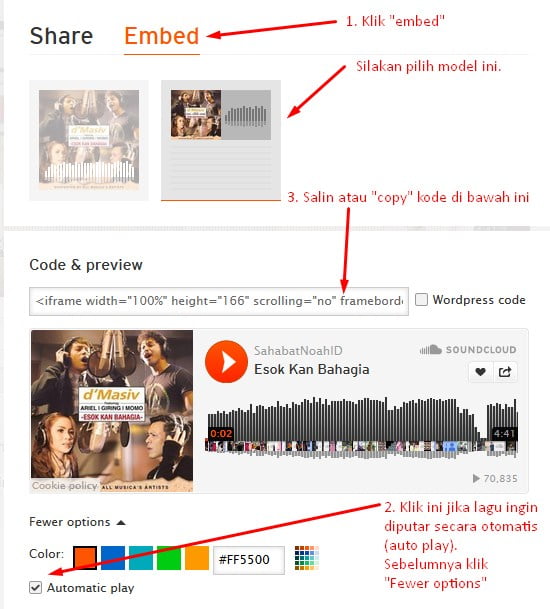 Cara Pasang soundcloud di blogspot