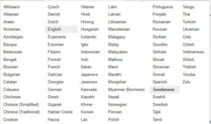 Daftar bahasa yang didukung google translate