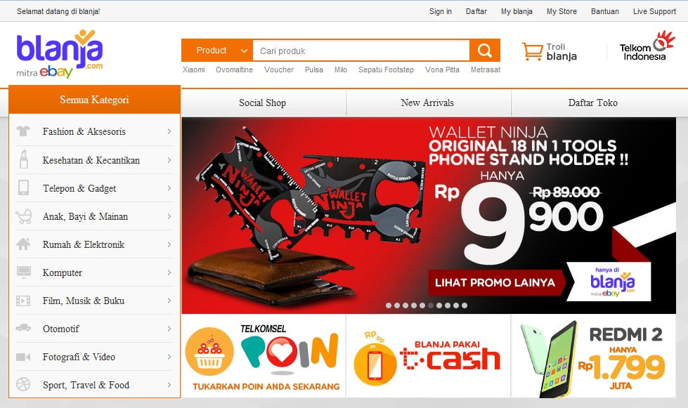 Halaman Depan Situs Blanja.com