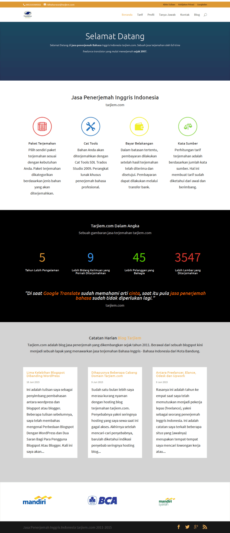 Desain halaman depan tarjiem divi