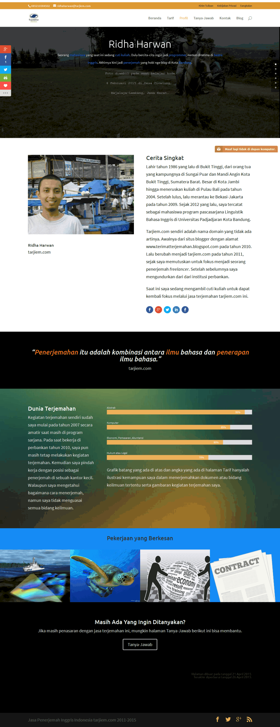 Desain halaman profil tarjiem divi