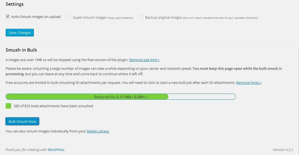 Proses Pemadatan Gambar WP Smush Plugin Wordpress