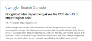 Surat Googlebot tidak dapat mengakses file CSS dan JS