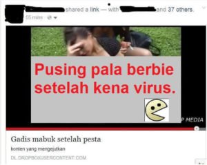 Ilustrasi virus facebook "gadis mabuk" yang sempat bikin heboh.