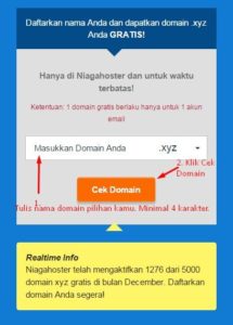 Masukkan Domain xyz Gratis Niagahoster.co.id