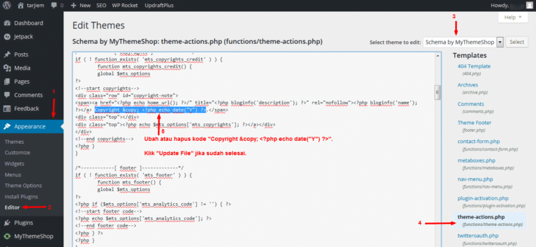 Cara Mengganti Tulisan “Copyright” Tema MyThemeShop Schema