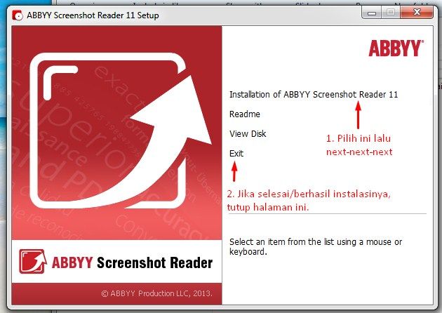 Instalasi ABBYY Screenshot Reader