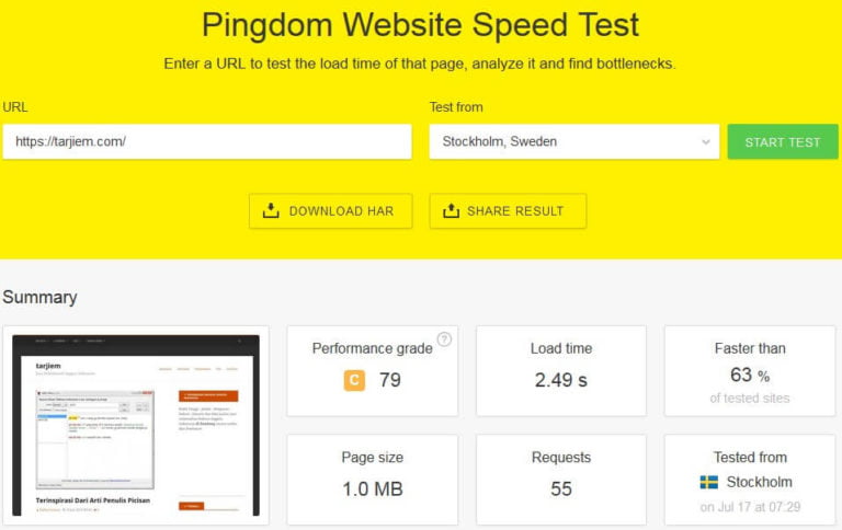 Pingdom Beranda Tarjiem Tema Stargazer Juli 2016