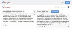 Contoh Hasil Translate bahasa Indonesia ke bahasa Inggris oleh Google Terjemahan