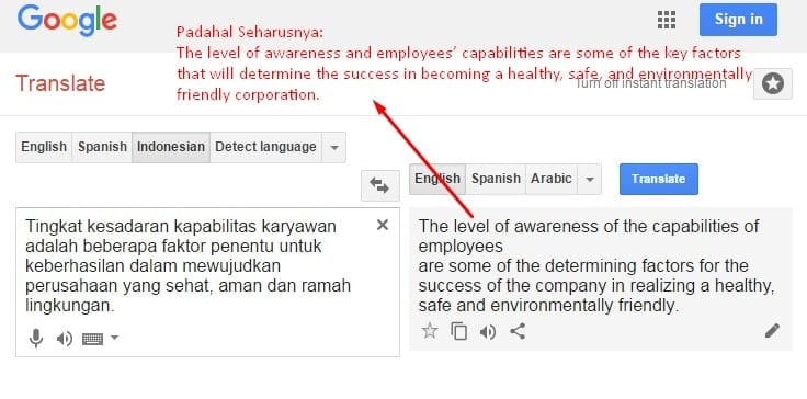 Contoh Translate Indonesia Inggris Kalimat yang Benar Dibanding Google Terjemahan