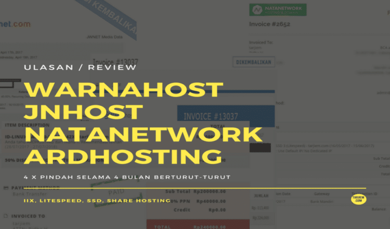 Ulasan Atau Review Warnahost, Jnhost, Natanetwork, dan Ardhosting
