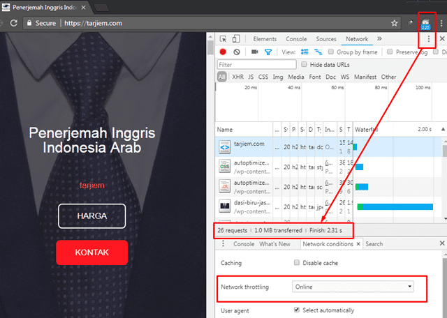 Kecepatan Beranda Tarjiem 22 Nov 2017 Google Chrome Dari Bandung Samping Gedung Sate ke Jakarta Pusat Indihome 10MBPS Serat Optik