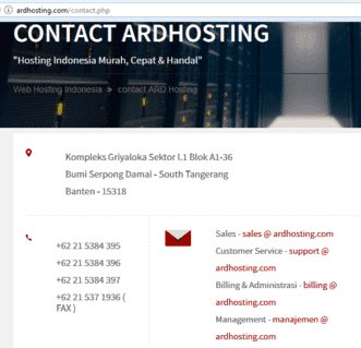 No Telepon Ardhosting Contact Email Support