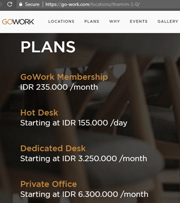 Daftar Harga GoWork
