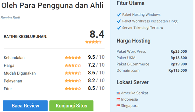 Contoh Ulasan Salah Satu Layanan Host