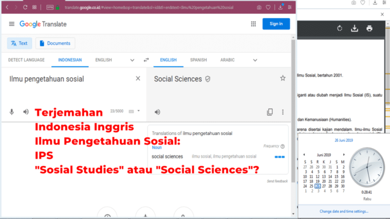 Googel Translate Terjemahan Indonesia Inggris Ilmu Pengetahuan Sosial: Sosial Studies atau Social Sciences?