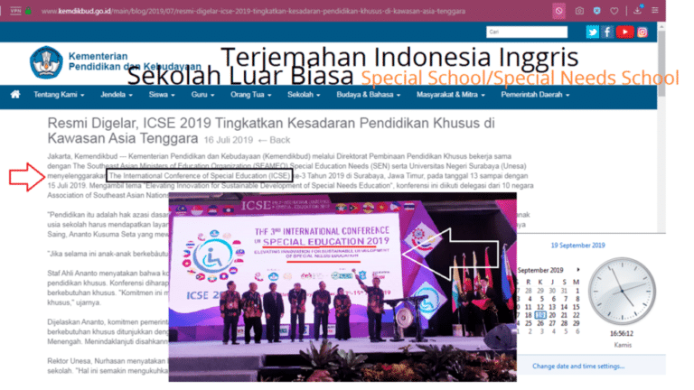 Terjemahan Indonesia Inggris Sekolah Luar Biasa SLB
