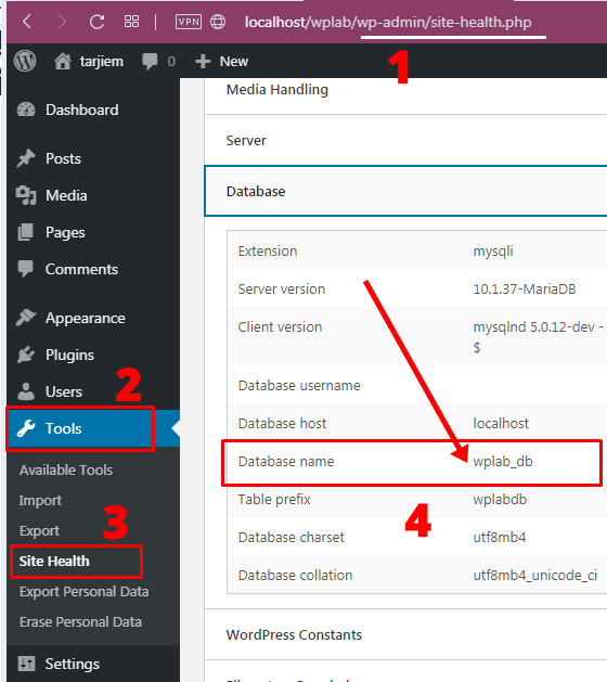 Cara Cek Nama Database WordPress Dari Dalam wp-admin Site Health Cara Cek Nama Database WordPress Dari Dalam wp-admin Site Health