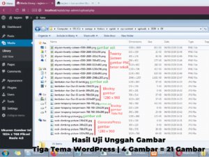 Hasil Uji Coba Unggah Gambar Dari Localhost Tiga Tema WordPress Blocksy, GeneratePress, dan Twenty Sixteen