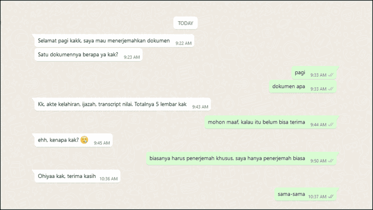 Terjemahan Indonesia Inggris Dokumen KK, Akta Kelahiran, Ijazah, Transcrip Nilai Rapor - WhatsApp