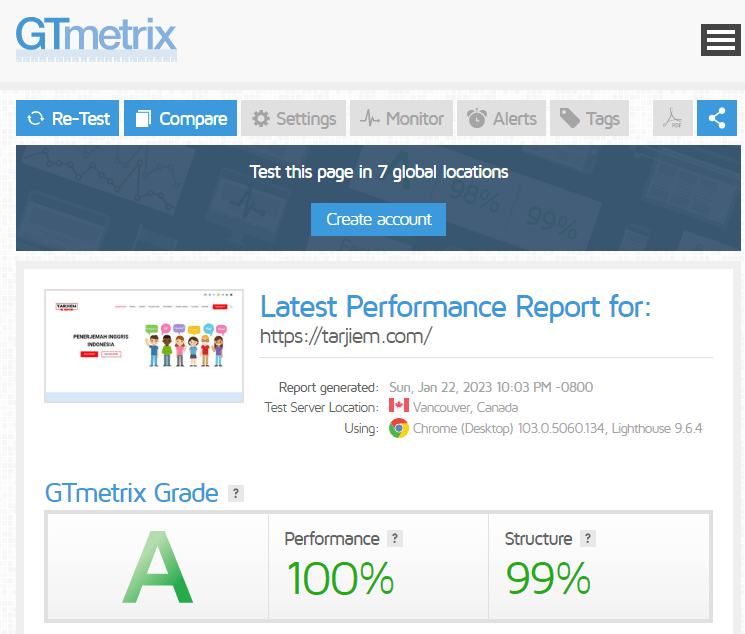 GTmetrix 23 01 2023 tarjiem