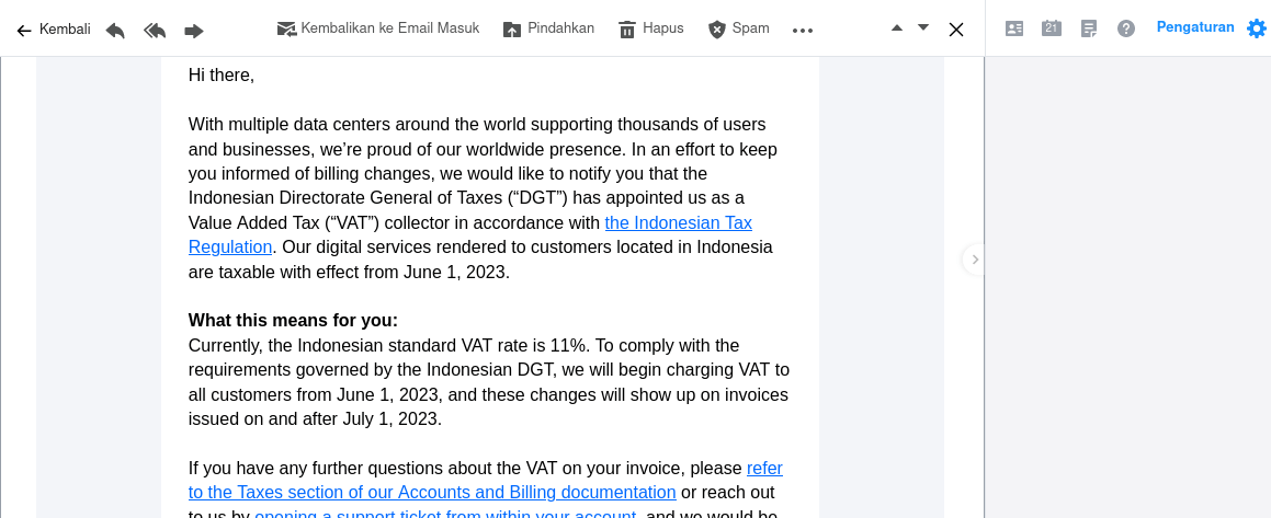 DigitalOcean Pajak 11 Persen