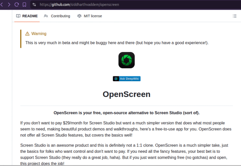 OpenScreen Github, Screen Recorder, Perekam Layar Komputer/PC Gratis Alternatif Zoom atau Loom